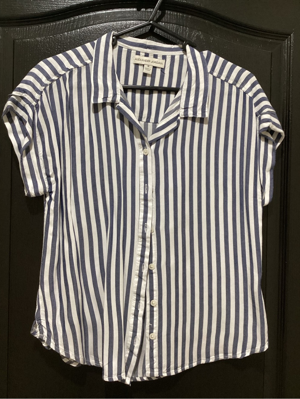 Alexander Jordan Blue and White Striped Button-Up Shirt